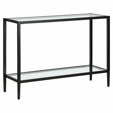 HUDSON & CANAL 42 in. Hera Rectangular Console Table with Clear Shelf, Blackened Bronze AT1622